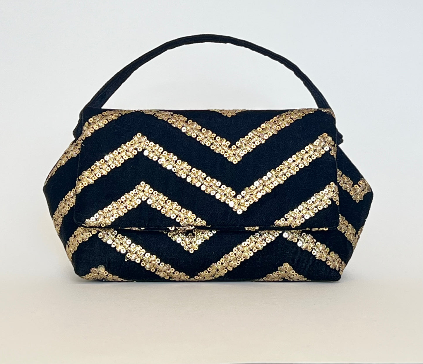 Black and Gold Chand Clutch