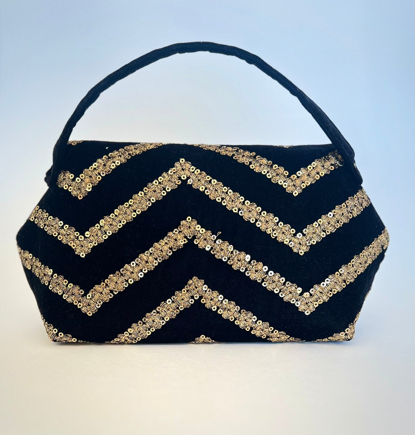 Black and Gold Chand Clutch