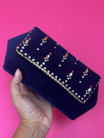 Navy Chand Clutch Bag