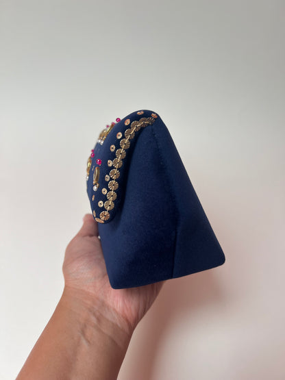 Navy Chand Clutch Bag