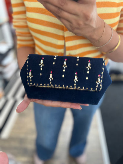 Navy Chand Clutch Bag
