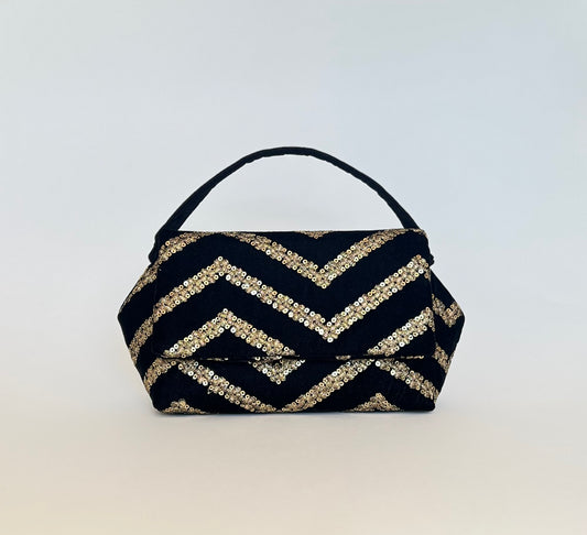 Black and Gold Chand Clutch