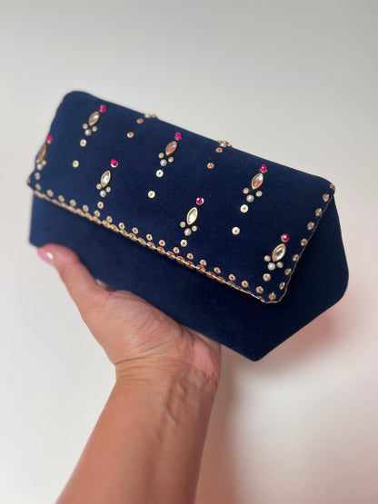 Navy Chand Clutch Bag