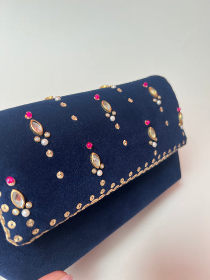 Navy Chand Clutch Bag