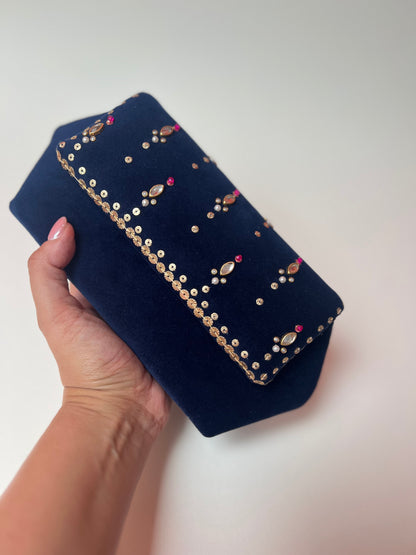 Navy Chand Clutch Bag
