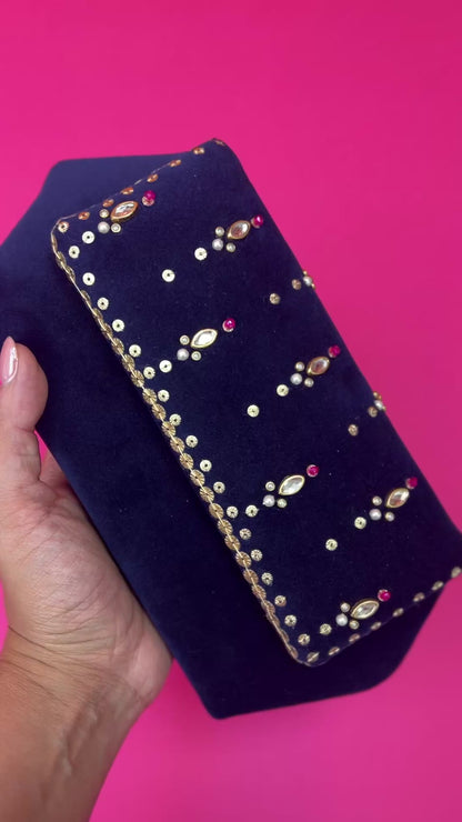 Navy Chand Clutch Bag
